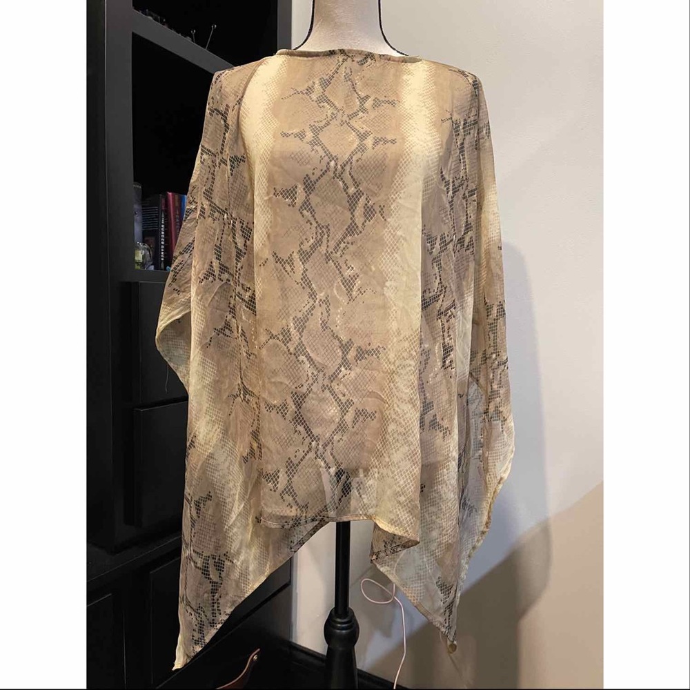Sheer snakeskin print bathing suit coverup
